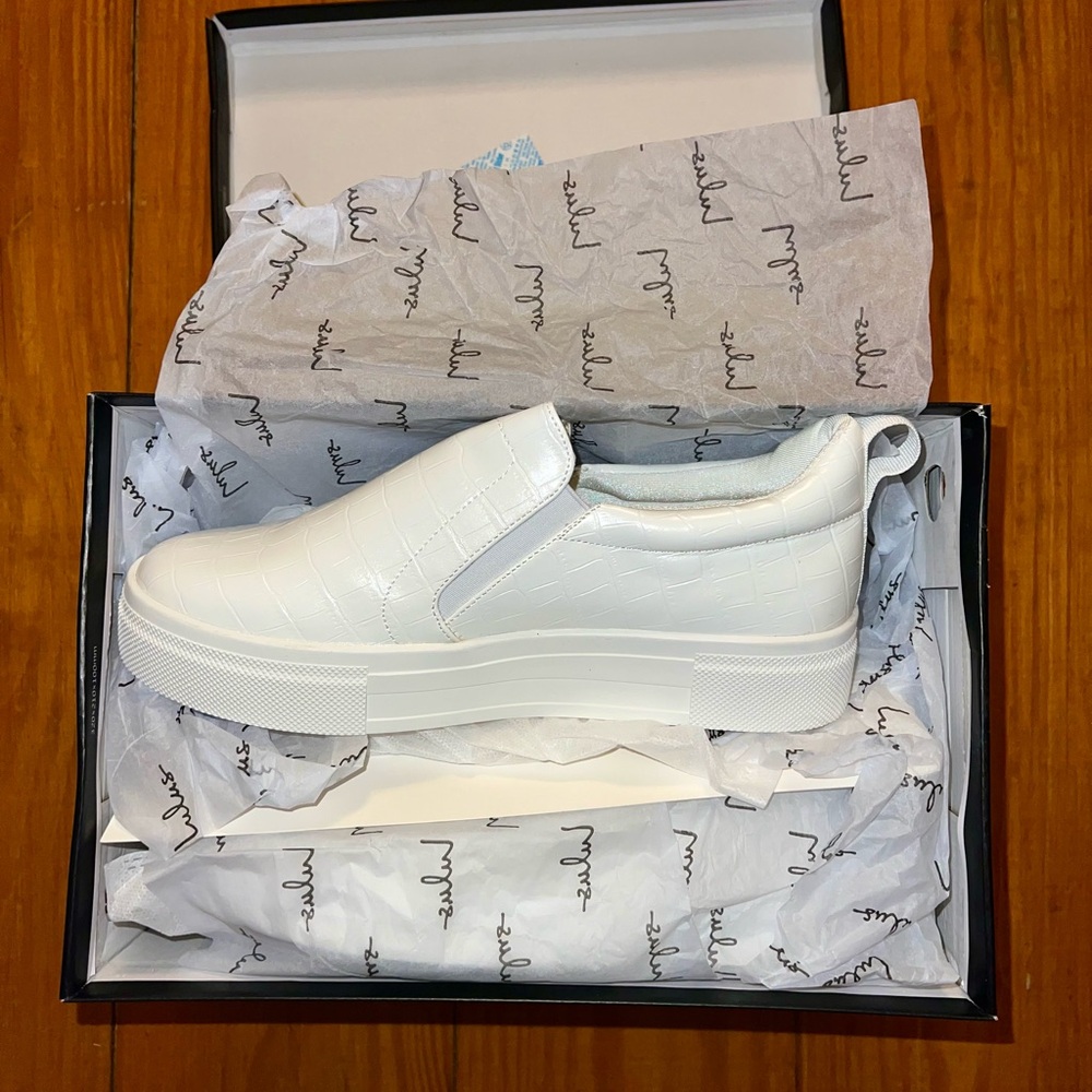White Lulus Platform Slip-On Sneakers